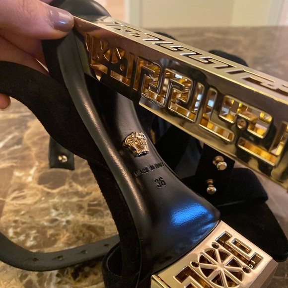 Versace Black Suede Sandals with ankle - Picture 6 of 7